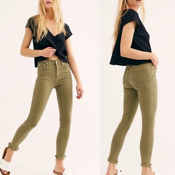 Free People Raw High-Rise Jegging Army Green size 24 - Picture 5 of 5
